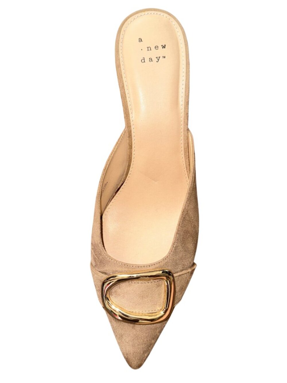A New Day Larissa Pointed Toe Mule Heels with Gold Buckle - Beige/Tan Size 10 - Picture 4 of 7